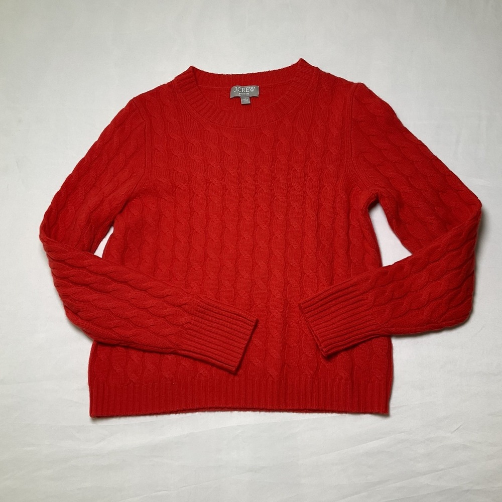 J Crew Cashmere Sweater Womens Small Red Classic Fit Crewneck Pullover Knit 527